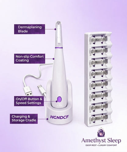 Amethyst Glow™ — Sonic Dermaplaning Device for Facial Exfoliation & Hair Removal